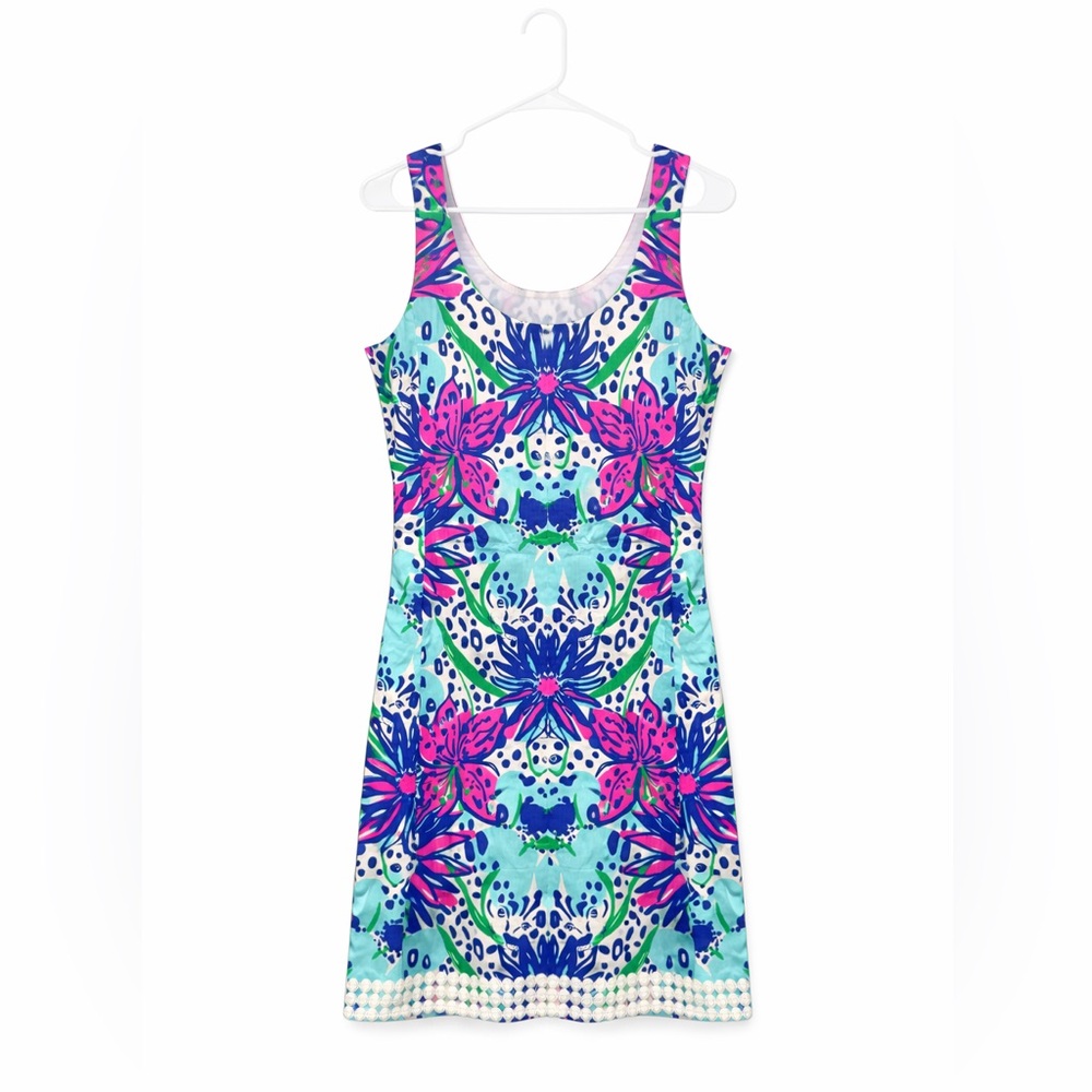 Lilly Pulitzer Vibrant Floral Mini Dress - Blue and Pink - Picture 1 of 1